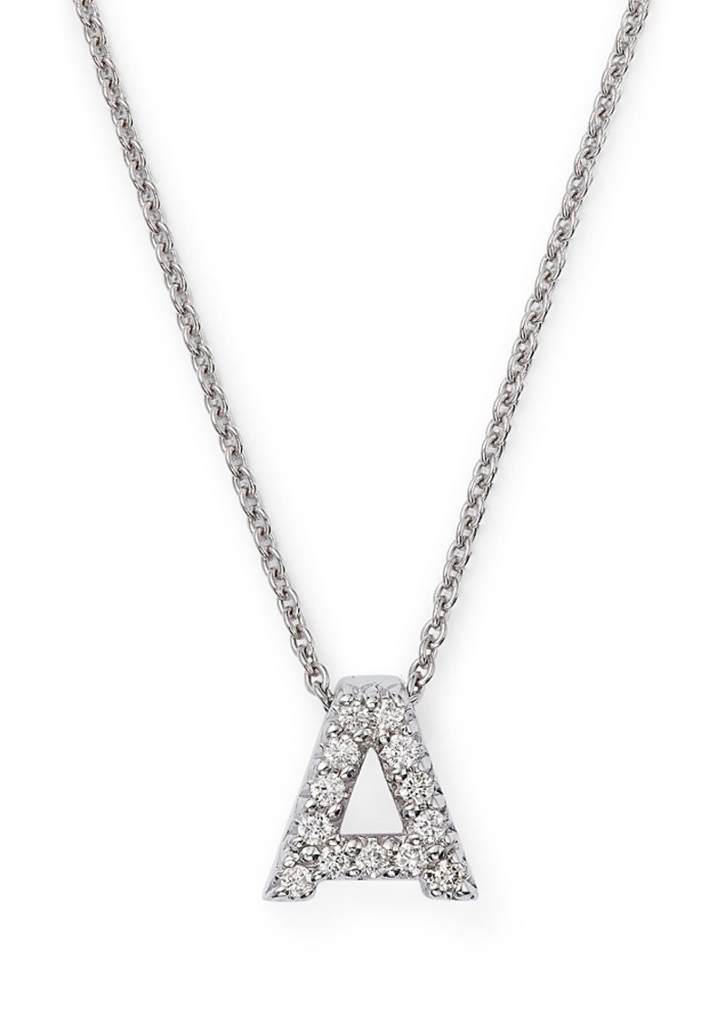 Roberto Coin 18K White Gold Initial Love Letter Pendant Necklace with Diamonds, 16