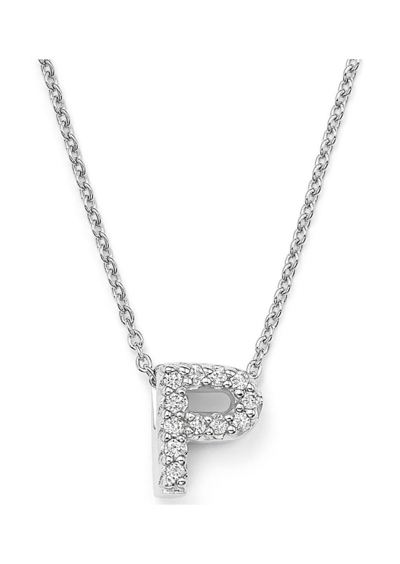 Roberto Coin 18K White Gold Initial Love Letter Pendant Necklace with Diamonds, 16