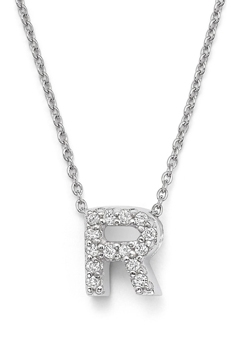 Roberto Coin 18K White Gold Initial Love Letter Pendant Necklace with Diamonds, 16