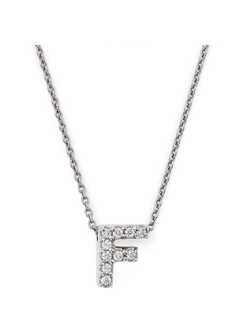 Roberto Coin 18K White Gold Initial Love Letter Pendant Necklace with Diamonds, 16