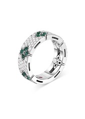 Roberto Coin 18K White Gold Love in Verona Emerald & Diamond Pave Flower Ring