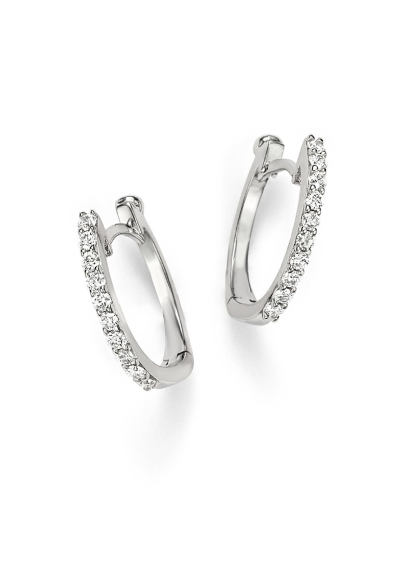 Roberto Coin 18K White Gold Small Diamond Hoop Earrings