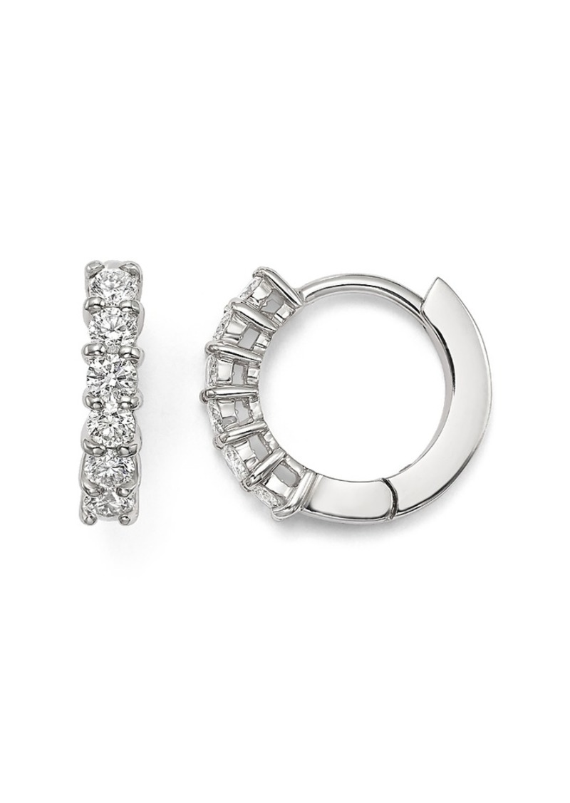 Roberto Coin 18K White Gold Small Hoop Earrings with Diamonds