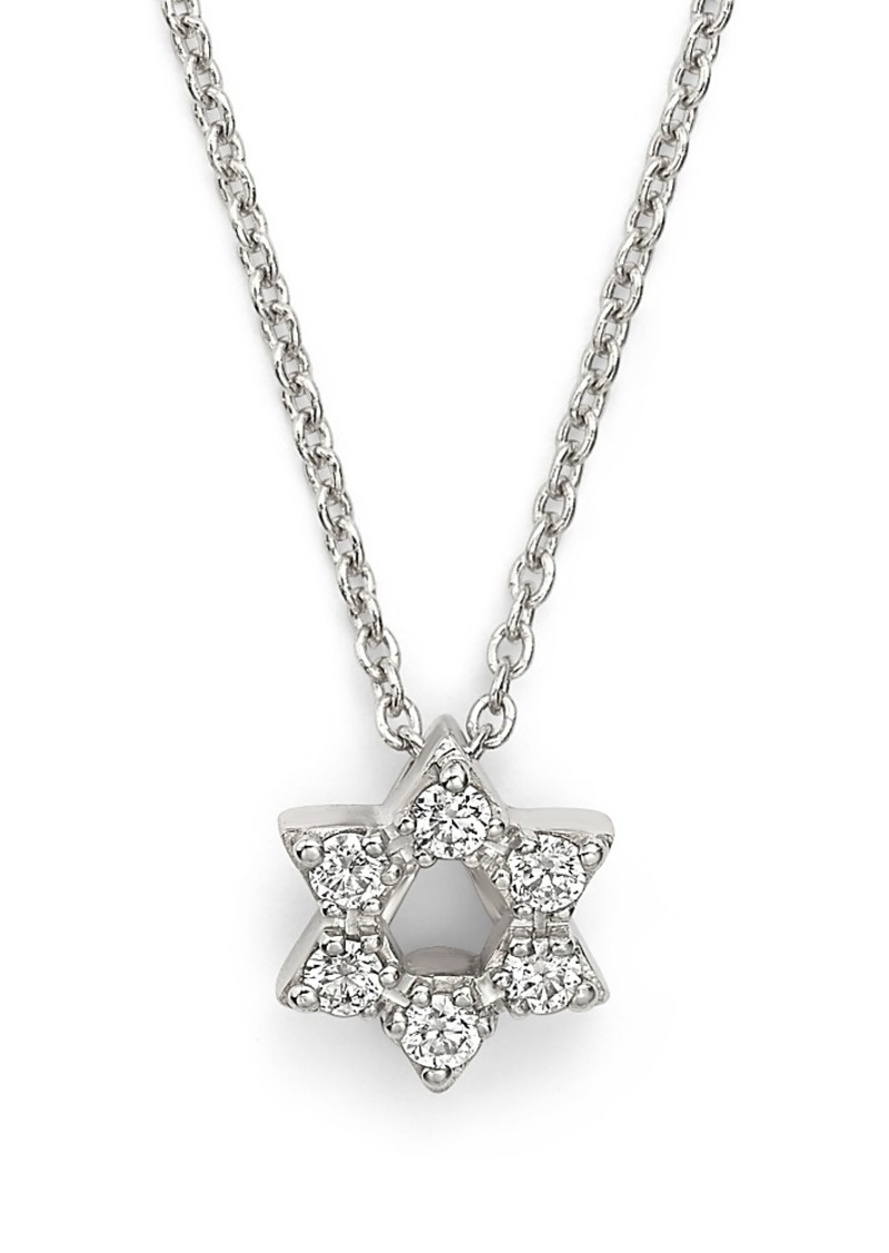 Roberto Coin 18K White Gold Star of David Pendant Necklace with Diamonds, 16-18