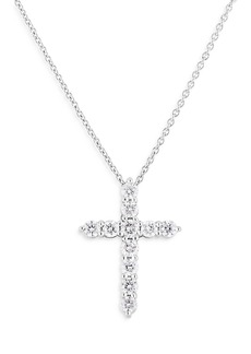 Roberto Coin 18K White Gold Tiny Treasure Diamond Cross Pendant Necklace, 16-18