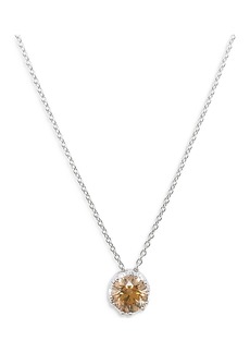 Roberto Coin 18K White Gold Tiny Treasures Brown Diamond Solitaire Pendant Necklace, 16-18