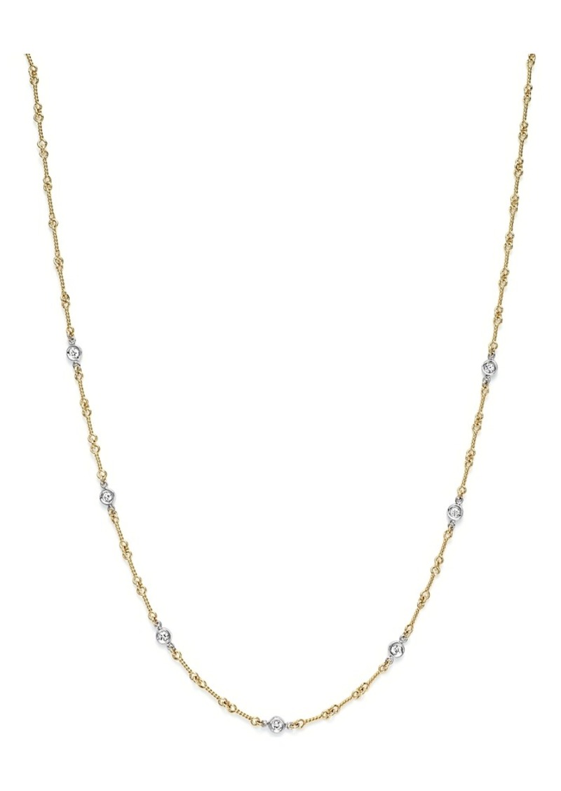 Roberto Coin 18K Yellow and White Gold Diamond Station Necklace, 16