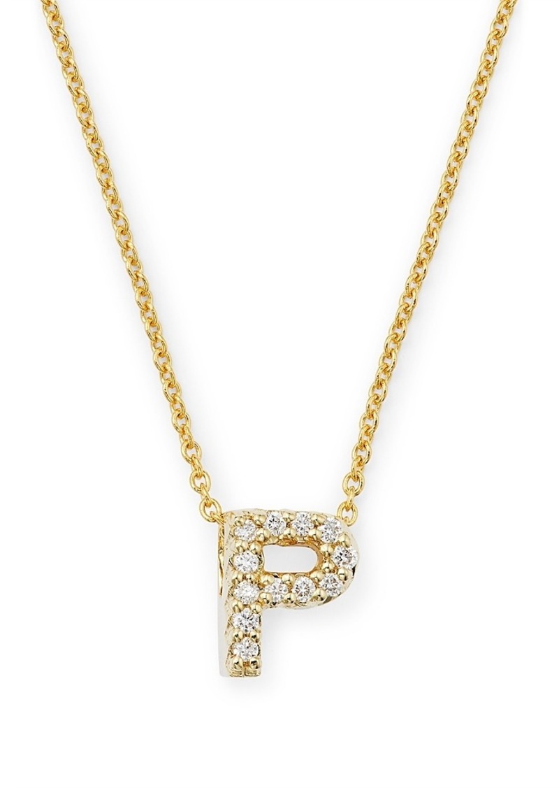 Roberto Coin 18K Yellow Gold and Diamond Initial Love Letter Pendant Necklace, 16