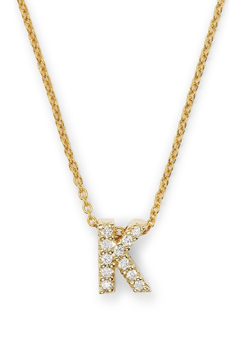 Roberto Coin 18K Yellow Gold and Diamond Initial Love Letter Pendant Necklace, 16