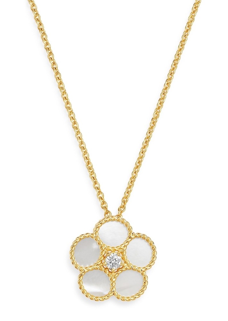 Roberto Coin 18K Yellow Gold Daisy Mother-of-Pearl & Diamond Pendant Necklace, 16 - Exclusive