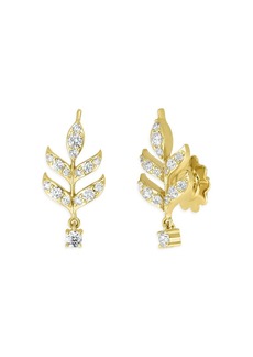 Roberto Coin 18K Yellow Gold Disney Frozen Diamond Leaf Stud Earrings