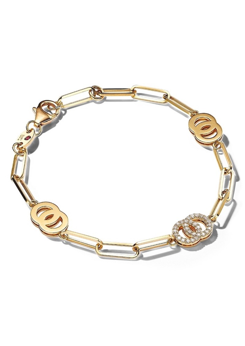 Roberto Coin 18K Yellow Gold Double O Paperclip Link Bracelet with Diamonds - 150th Anniversary Exclusive