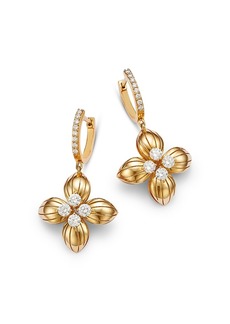 Roberto Coin 18K Yellow Gold Love in Verona Diamond Flower Drop Earrings - Exclusive