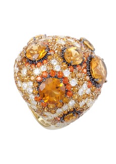 Roberto Coin 18K Yellow Gold Orange Citrine and Topaz and Diamond Cocktail Ring