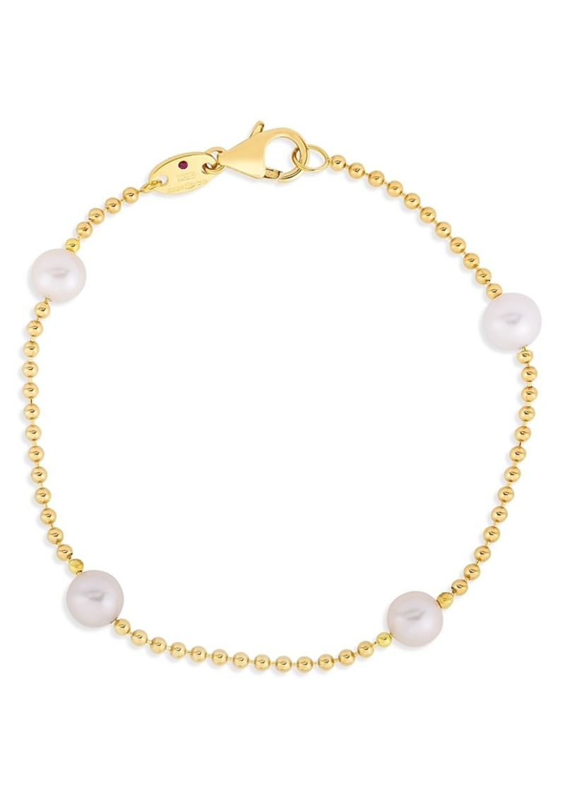 Roberto Coin 18K Yellow Gold Cultured Pearl Station Bracelet