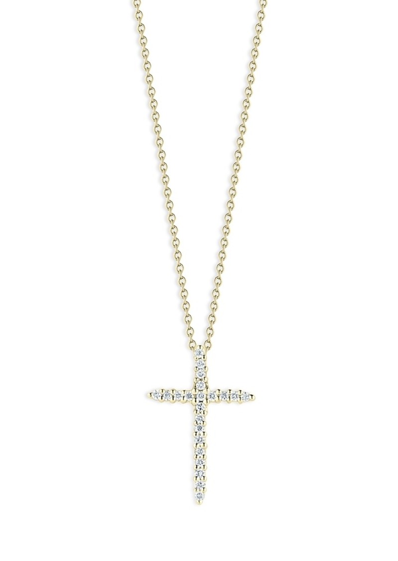 Roberto Coin 18K Yellow Gold Tiny Treasures Diamond North South Cross Pendant Necklace, 16-18