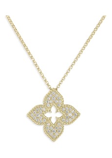 Roberto Coin 18K Yellow Gold Venetian Princess Diamond Flower Pendant Necklace, 17