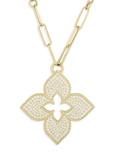 Roberto Coin 18K Yellow Gold Venetian Princess Diamond Pave Flower Pendant Necklace, 33