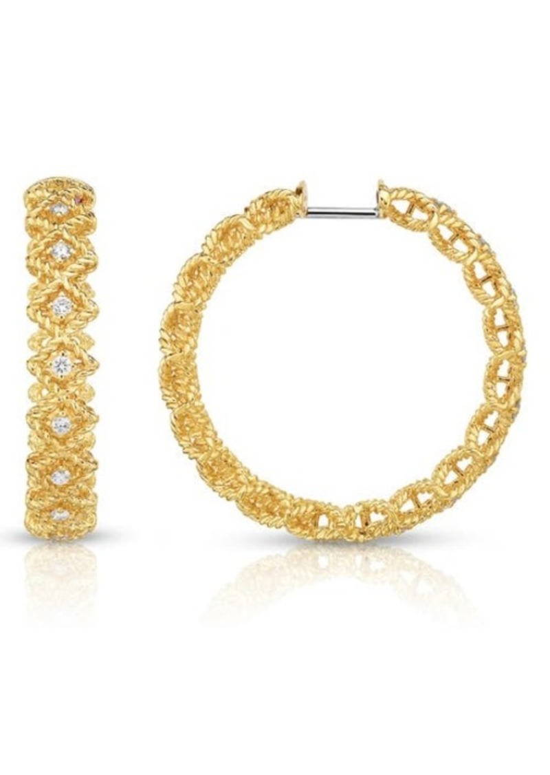 Roberto Coin Roman Barocco Diamond Hoop Earrings