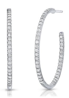 Roberto Coin Large Pavé Diamond Inside Out Hoop Earrings