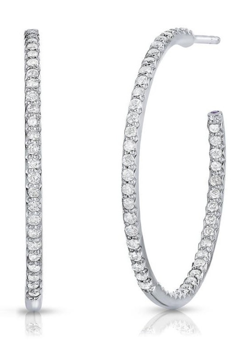 Roberto Coin Large Pavé Diamond Inside Out Hoop Earrings