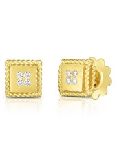 Roberto Coin Princess Square Diamond Earrings in Yellow Gold at Nordstrom