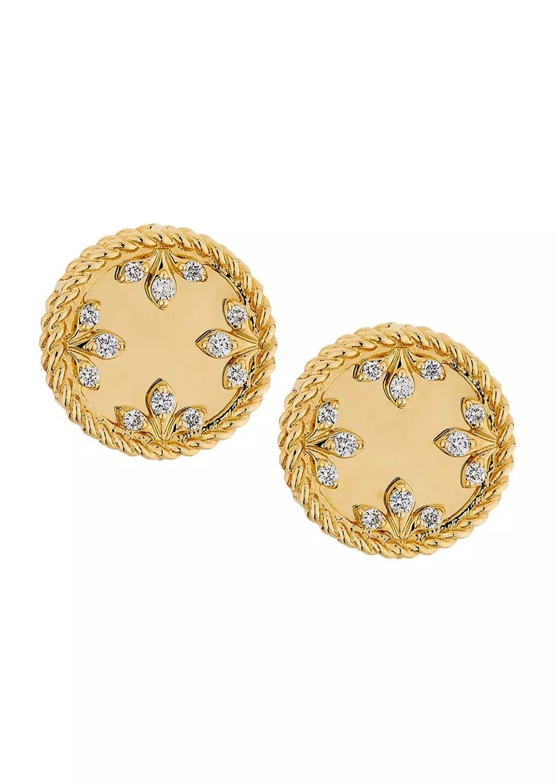 Roberto Coin Venetian Medallion 18K Yellow Gold & 0.11 TCW Diamond Earrings