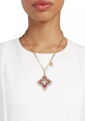 Roberto Coin Venetian Princess 18K Rose Gold, Rhodonite & 1.65 TCW Diamond Pirouette Flower Pendant Necklace