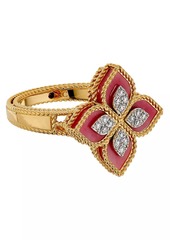 Roberto Coin Venetian Princess 18K Yellow Gold, Rhodonite & 0.15 TCW Diamond Flower Ring