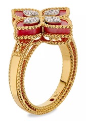 Roberto Coin Venetian Princess 18K Yellow Gold, Rhodonite & 0.15 TCW Diamond Flower Ring