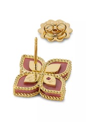 Roberto Coin Venetian Princess 18K Yellow Gold, Rhodonite & 0.35 TCW Diamond Flower Stud Earrings