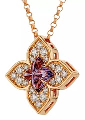 Roberto Coin Venetian Princess Carnivale 18K Rose Gold, Amethyst & 0.17 TCW Diamond Flower Pendant Necklace