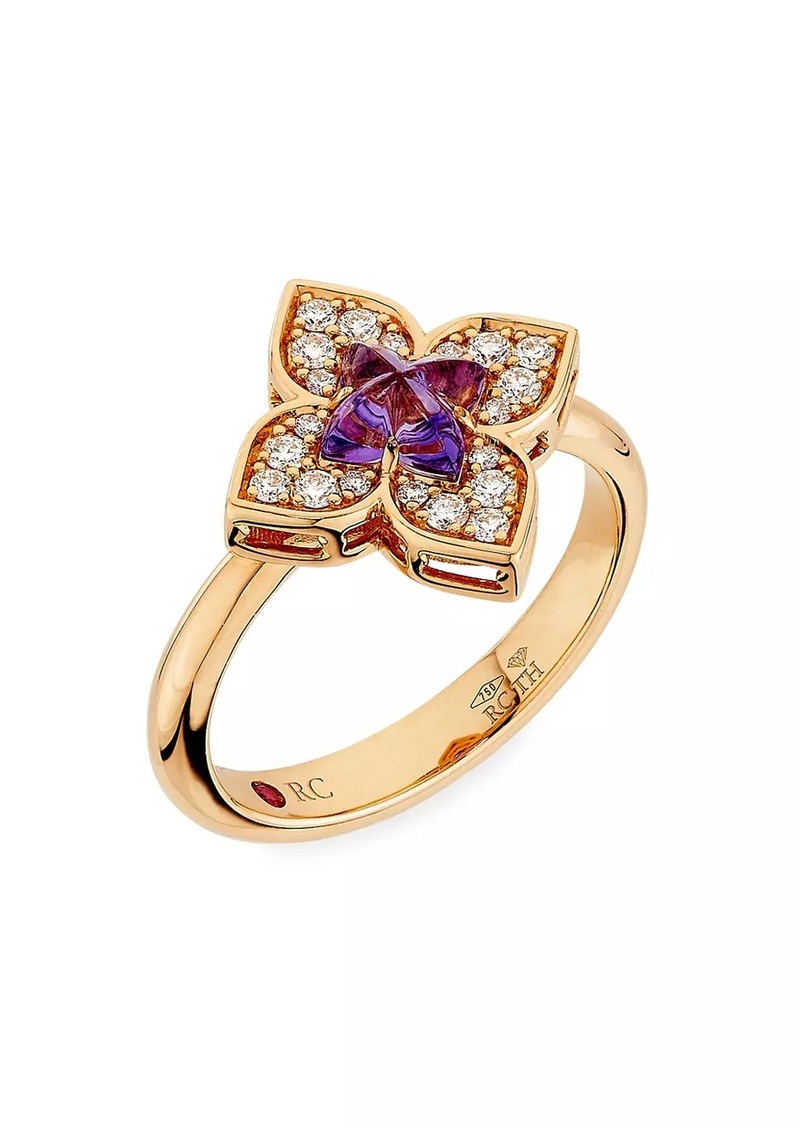 Roberto Coin Venetian Princess Carnivale 18K Rose Gold, Amethyst & 0.32 TCW Diamond Ring