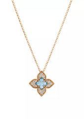 Roberto Coin Venetian Princess Carnivale 18K Rose Gold, Blue Topaz & 0.17 TCW Diamond Flower Pendant Necklace