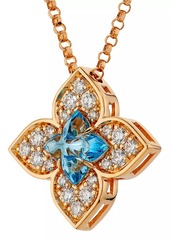 Roberto Coin Venetian Princess Carnivale 18K Rose Gold, Blue Topaz & 0.17 TCW Diamond Flower Pendant Necklace