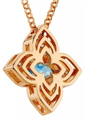 Roberto Coin Venetian Princess Carnivale 18K Rose Gold, Blue Topaz & 0.17 TCW Diamond Flower Pendant Necklace