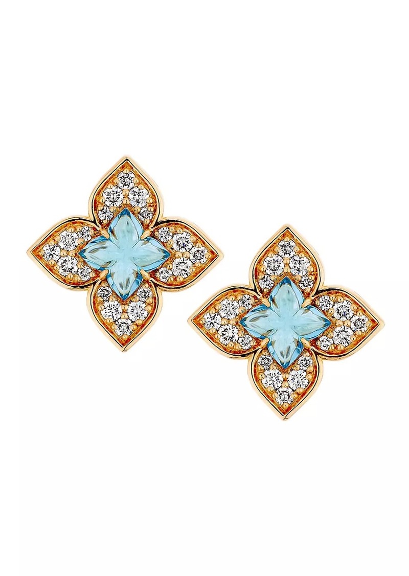 Roberto Coin Venetian Princess Carnivale 18K Rose Gold, Blue Topaz & 0.38 TCW Diamond Earrings