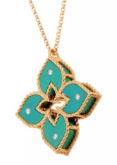 Roberto Coin Venetian Princess Small 18K Rose Gold, Green Titanium & 0.04 TCW Diamond Pendant Necklace