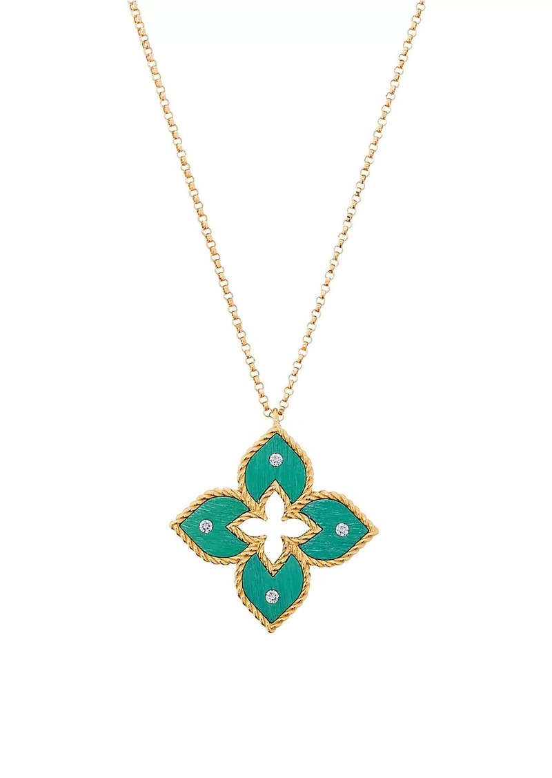 Roberto Coin Venetian Princess Small 18K Rose Gold, Green Titanium & 0.04 TCW Diamond Pendant Necklace