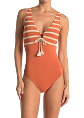 Robin Piccone Abi Plunge Neck One-Piece Swimsuit