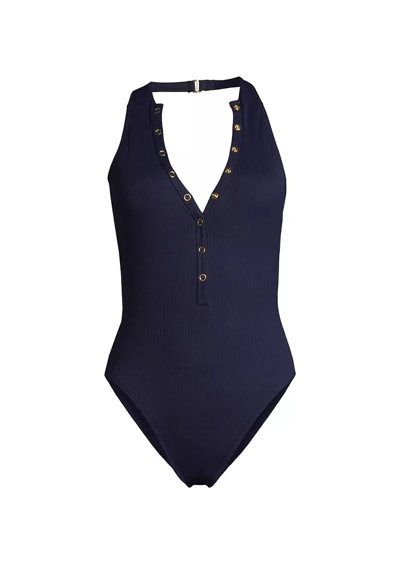 Robin Piccone Amy Buttoned One-Piece Swimsuit