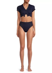 Robin Piccone Amy Short-Sleeve Bikini Top