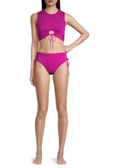 Robin Piccone Aubrey High-Rise Drawstring Bikini Bottom