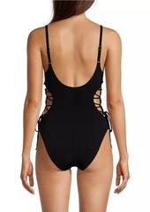 Robin Piccone Aubrey Lace-Up One-Piece Swimsuit