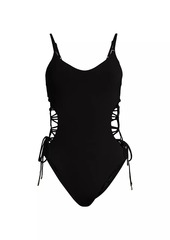 Robin Piccone Aubrey Lace-Up One-Piece Swimsuit