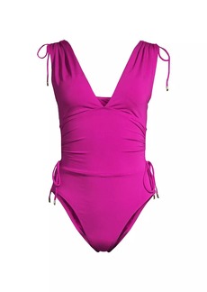 Robin Piccone Aubrey Plunging V-Neck One-Piece Swimsuit