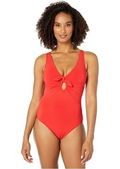 Robin Piccone Ava Plunge One-Piece with Front Knots