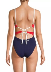 Robin Piccone Babe Lace-Up One-Piece Swimsuit