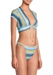 Robin Piccone Lyra Striped Crop T-Shirt Bikini Top