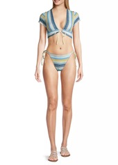 Robin Piccone Lyra Striped Side-Tie Bikini Bottom